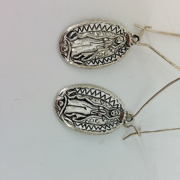 Virgin Mary Guadalupe Earrings Teardrop Dangle Our Lady - Picture 3 of 6